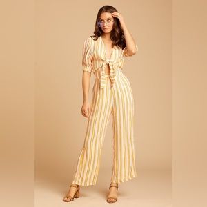 Faithfull the Brand New With Tags Matese Striped Tie Front Jumpsuit
